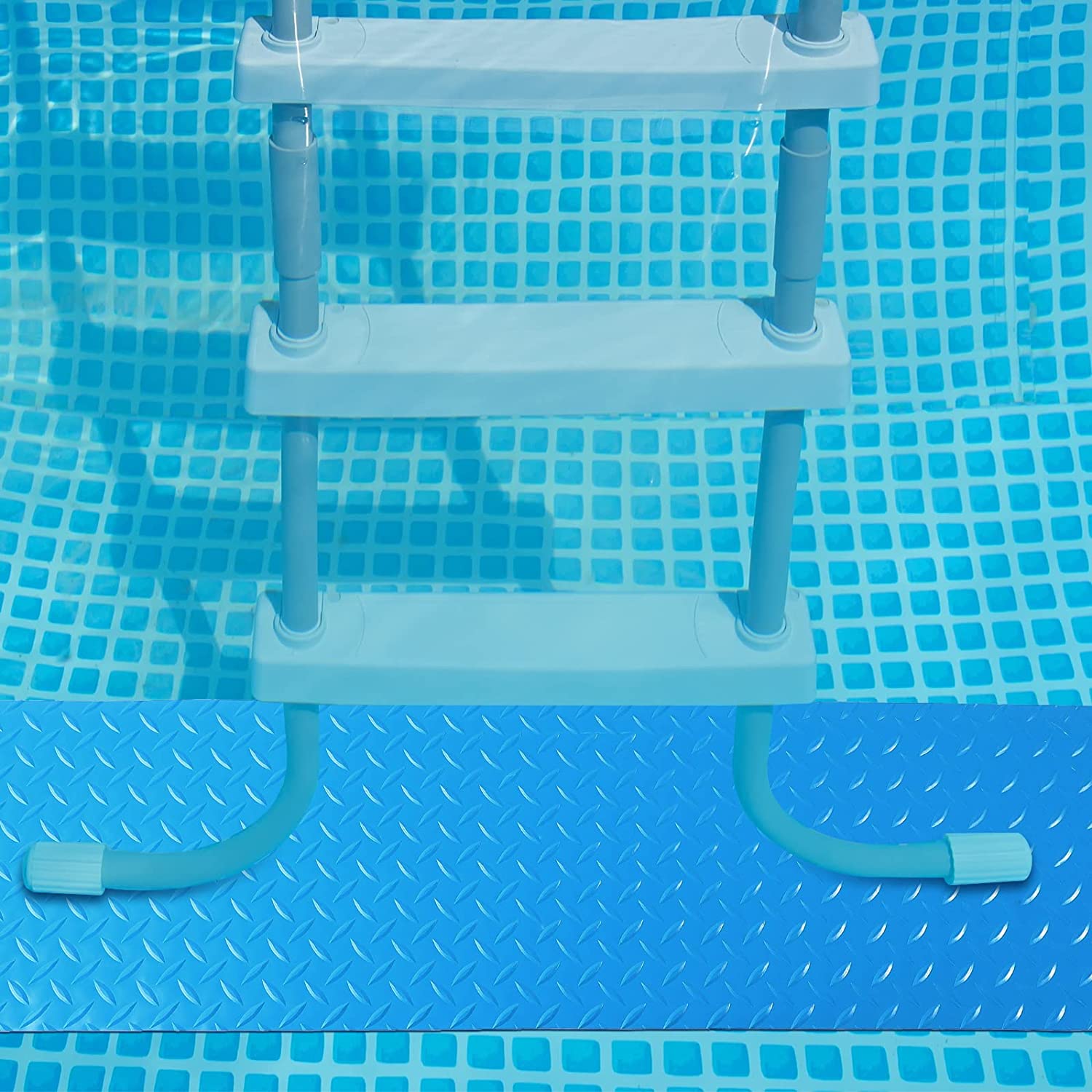 Blue Medium (36 X 36 inch) Swimming Pool Ladder Mat Protective Pool Ladder Pad Step Mat with Non-Slip Texture