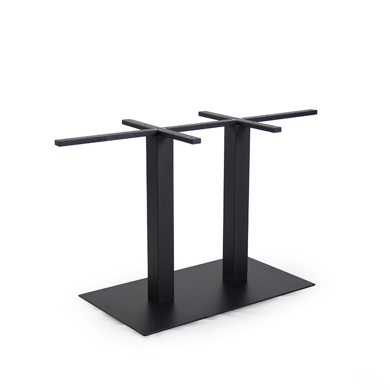 Base de mesa de ferro fundido preto com duas pernas para restaurante café bar