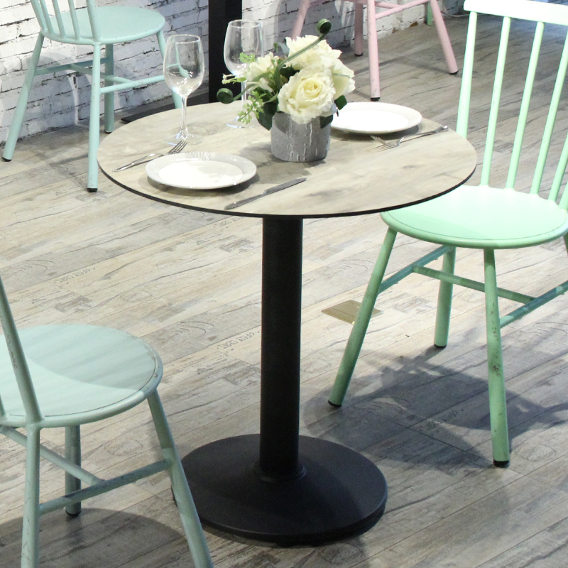 Tampo de mesa redondo moderno em HPL para restaurante de café com design personalizado