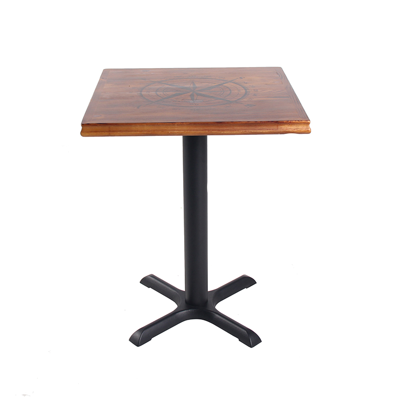 Reclaimed Wood Cafe Compass Pattern Restaurant Table Top