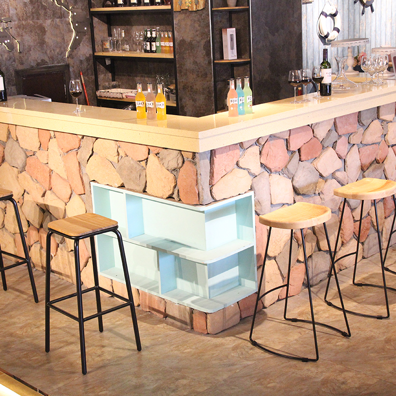 26 Inch Industrial Wood Seat Counter Bistro Bar Pub Coffee Stool