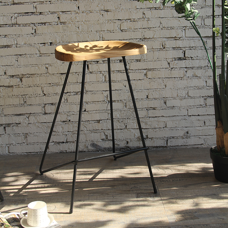 26 Inch Industrial Wood Seat Counter Bistro Bar Pub Coffee Stool