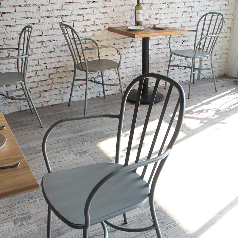 Nordic Multipurpose Retro Grey Aluminium Restaurant Cafe Arm Chair