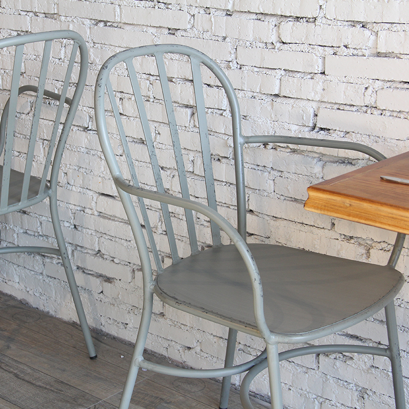 Nordic Multipurpose Retro Grey Aluminium Restaurant Cafe Arm Chair
