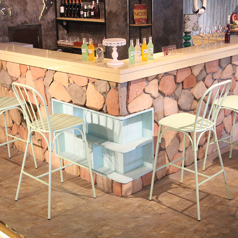 Sedia alta da bar con isola quadrata da bancone da cucina in alluminio con schienale