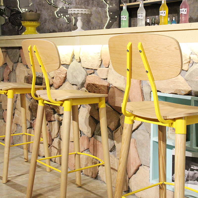 Italian 75cm Height Wooden Seat Industrial Bar Pub High Stool Chair