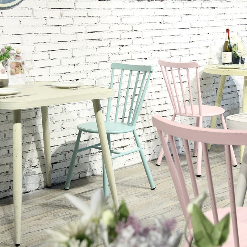 French Retro Stackable Outside Colorful Windsor Dining Chair