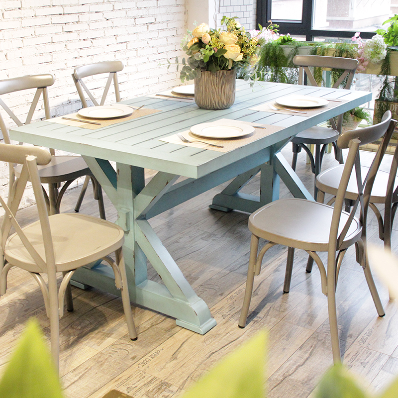 Tavolo da 6 posti in alluminio con mobili da patio per sala da pranzo da bistrot italiano