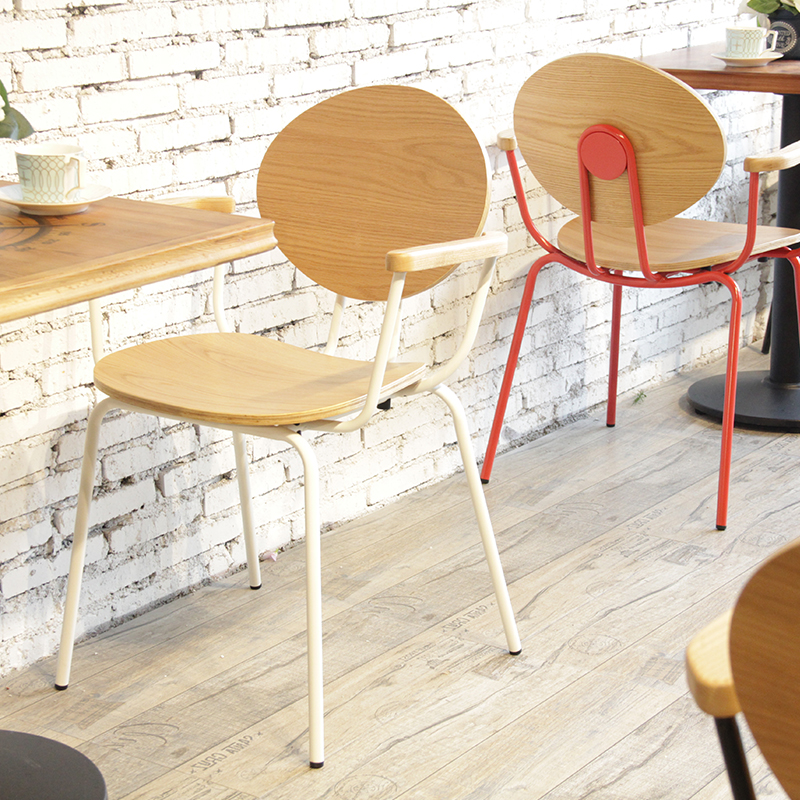 Nordic Dining Room Plywood Seat And Backrest Bistro Cafe Ovni Arm Chair