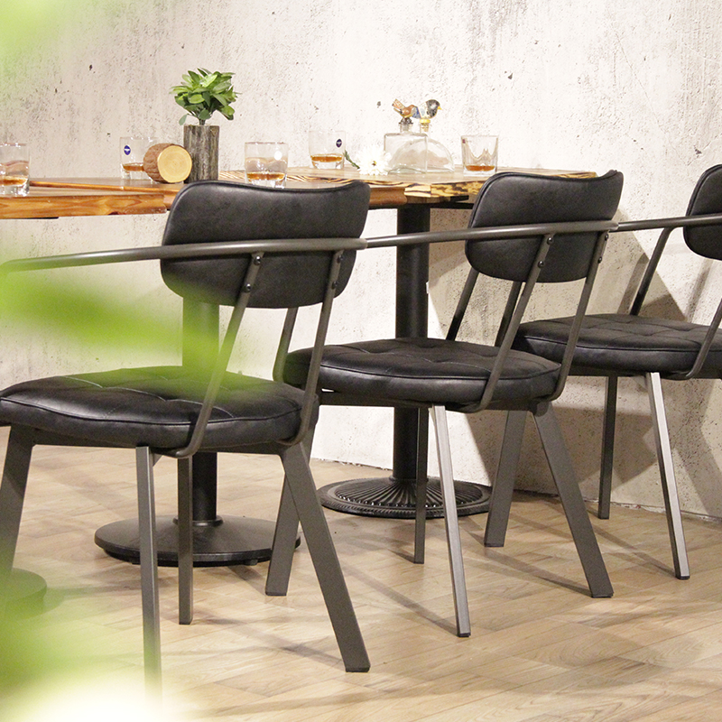 Usa Industrial Vintage Leather Seat Steel Frame Home Bistro Cafe Bar Luxury Dining Chair