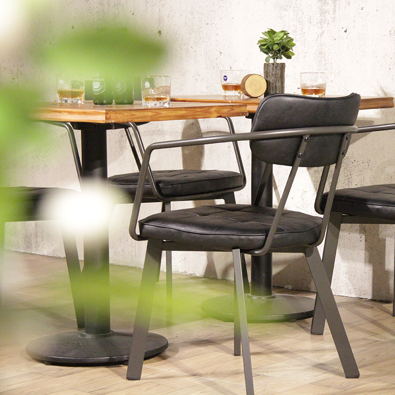 Usa Industrial Vintage Leather Seat Steel Frame Home Bistro Cafe Bar Luxury Dining Chair
