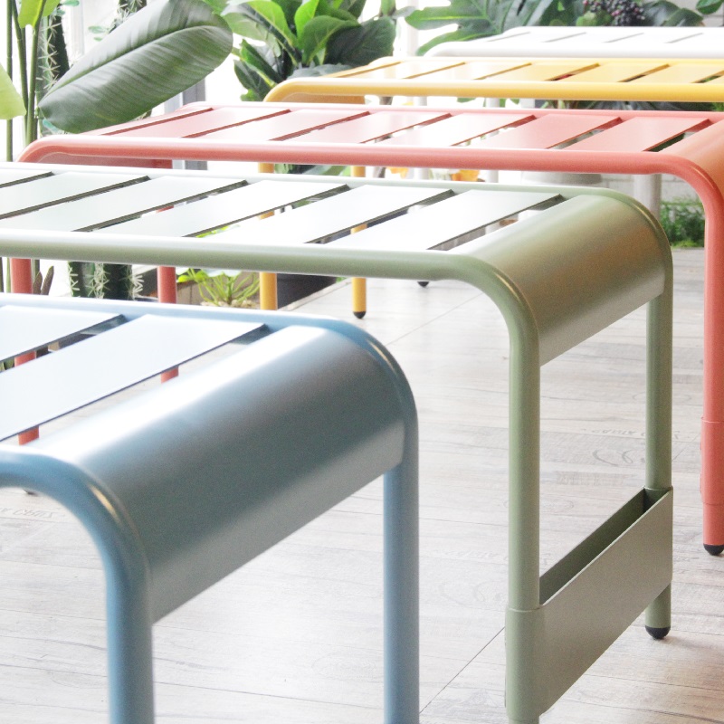 French Aluminum Outdoor Garden Park Rustproof Leisure Ottoman Bench Chair
