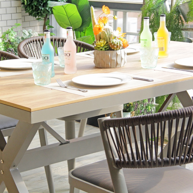 Waterproof Aluminum Outside Patio Furniture Coffee Shop Garden Dining Set Table
