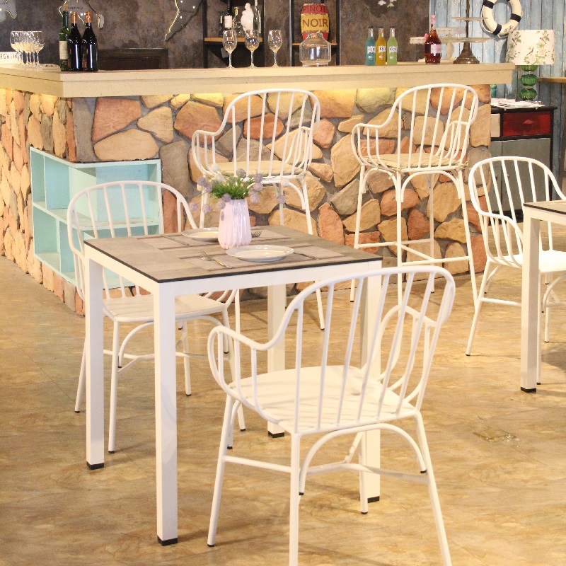 Outdoor and Indoor White Restaurant Bar Café Counter Bar Furniture Chair