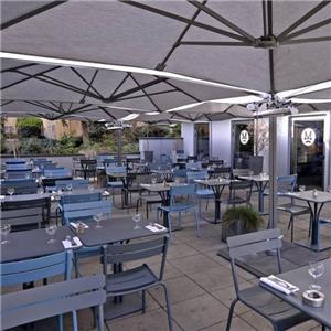 Set tavolo e sedia da pranzo in alluminio lussemburghese per ristorante con giardino all'aperto