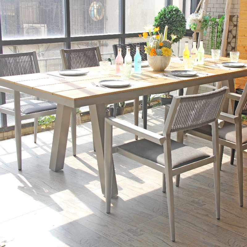 Juego de muebles para exteriores, patio trasero, terraza, playa, juego de mesa impermeable Hpl de aluminio grande