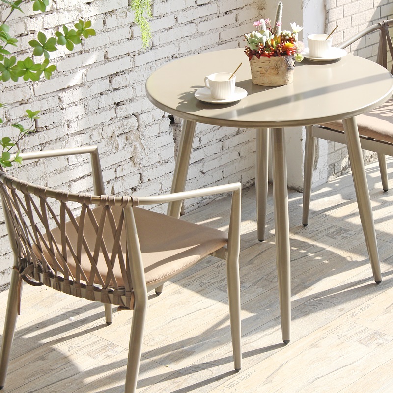 Mesa de muebles de balcón impermeable de aluminio para jardín y jardín al aire libre