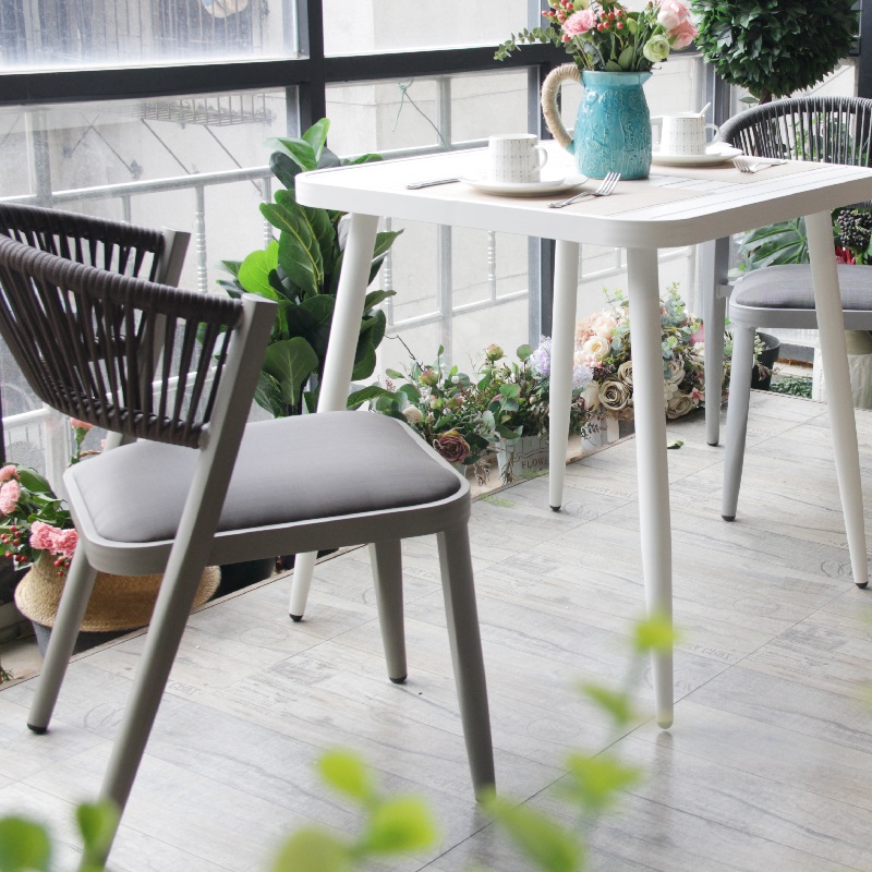 Commercial Garden Square White Indoor Outdoor Aluminium Patio Table