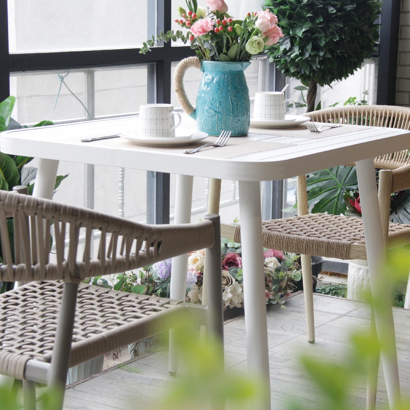Commercial Garden Square White Indoor Outdoor Aluminium Patio Table