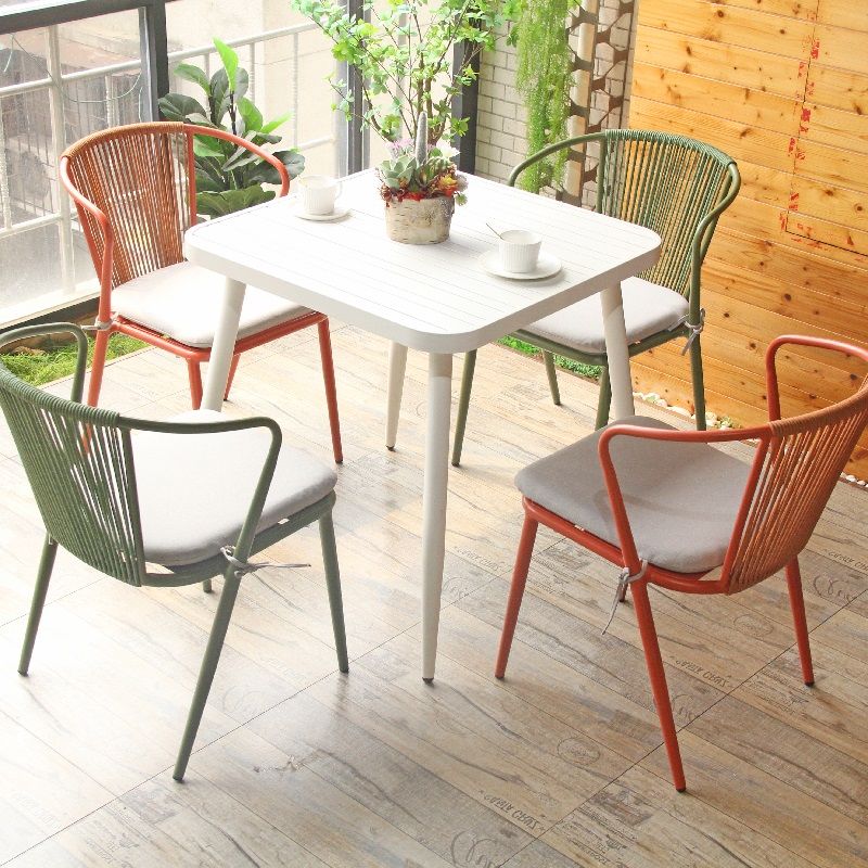 Luxury Modern Courtyard Lawn Garden Braided Rope Cushion Seat Restaurant Cafe Dining Chair