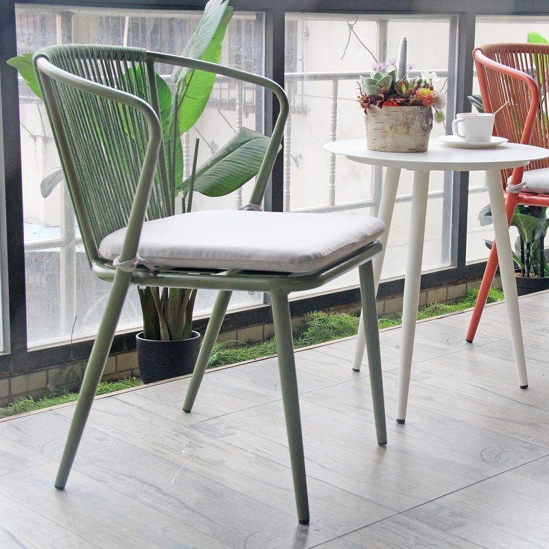Luxury Modern Courtyard Lawn Garden Braided Rope Cushion Seat Restaurant Cafe Dining Chair