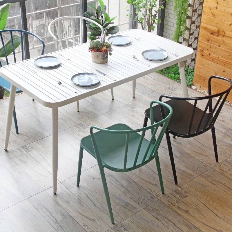 Cadeira de jantar de alumínio industrial nórdica metal café restaurante ao ar livre
