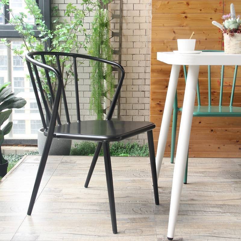 Nordic Industrial Steel Metal Coffee Restaurant Outdoor Aluminum Dining Chair
