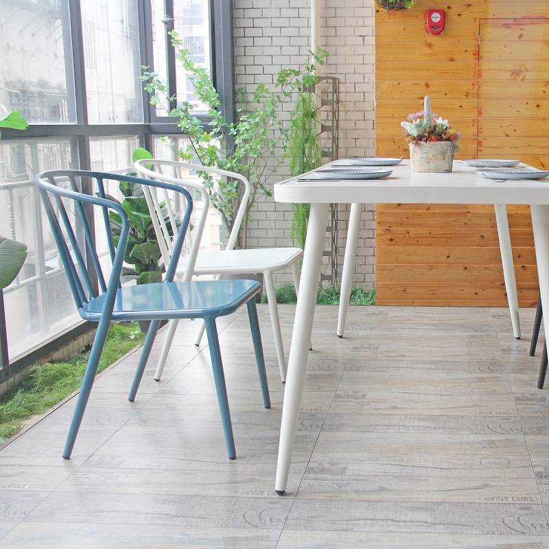 Nordic Industrial Steel Metal Coffee Restaurant Outdoor Aluminum Dining Chair