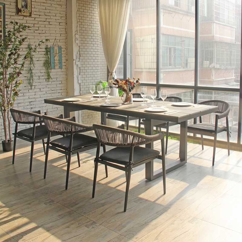 Tavolo da pranzo rettangolare per mobili da giardino in Hpl per tutte le condizioni atmosferiche Europa e America