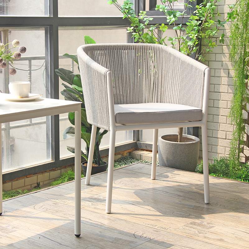 Commercial Powder Coating Stackable Rope Braid Garden Patio Seating Chair
