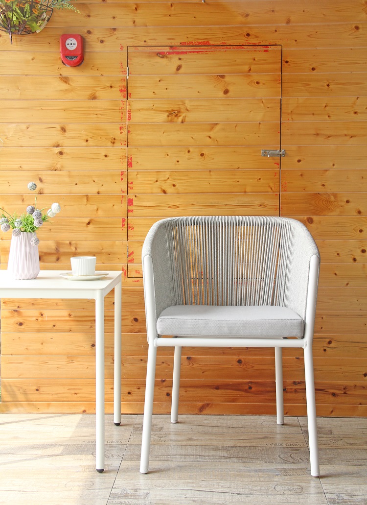 Supply Commercial Powder Coating Stackable Rope Braid Garden Patio ...