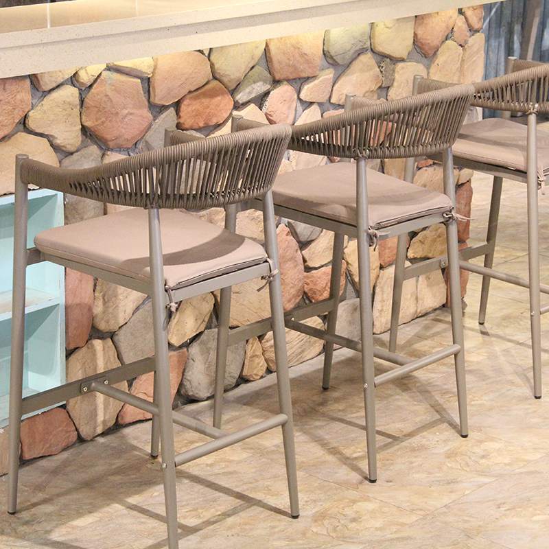 Nordic Design High Seat Outdoor Indoor Beach Hotel Restaurant Counter Rope Rattan High Chair