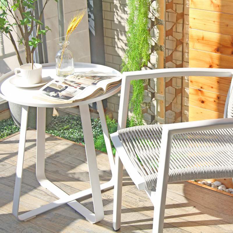 Indoor Outdoor Balcony Garden Light Weight Space Saving Mini Aluminum Round Table
