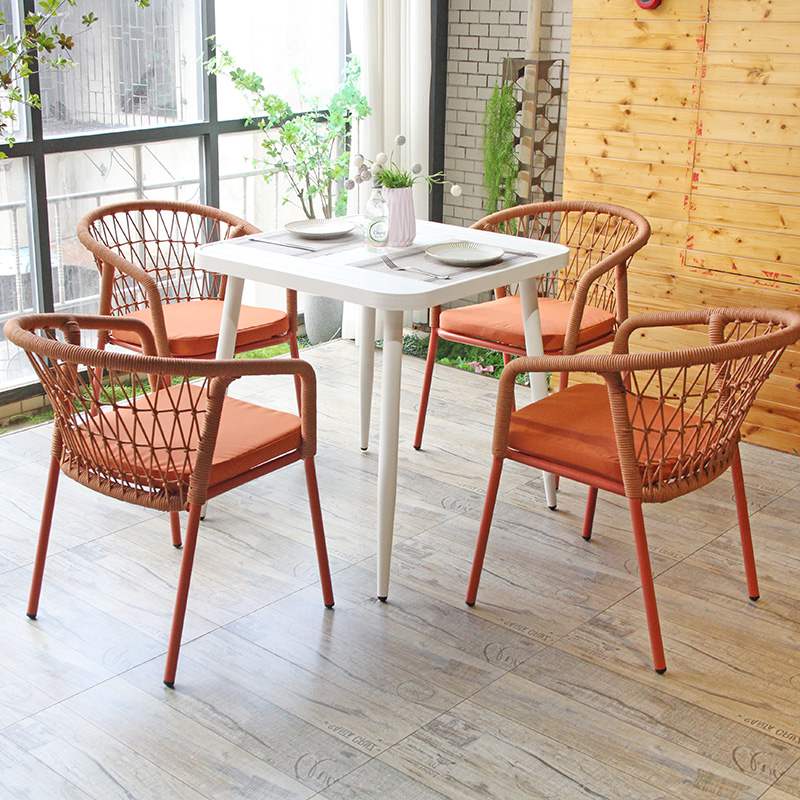 French Design Outdoor Patio Bistro Cafe Stackable Dacron Woven Rope Chair