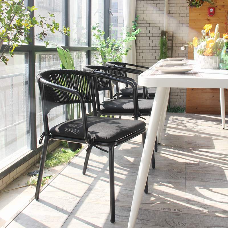 Nordic Balcony Courtyard Garden Cafe Leisure Rattan Weaving Rope Armchair