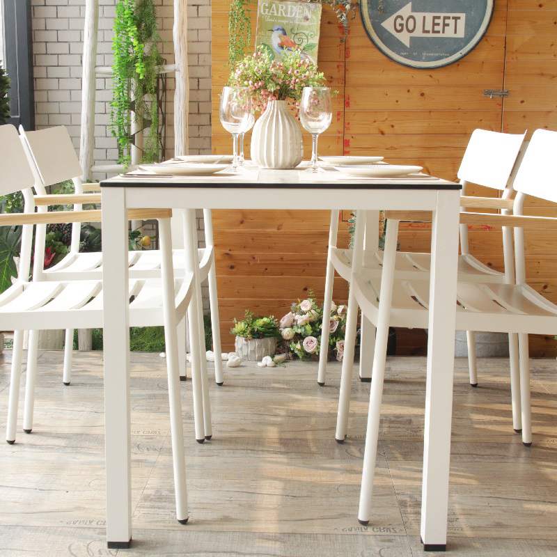 Contract Cafe resistente a la intemperie resistente a la intemperie Hpl mesa de comedor al aire libre rectangular