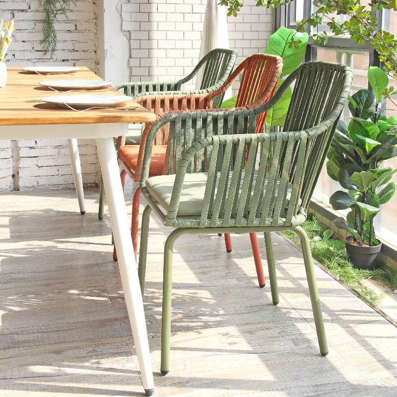 Polyester Woven Rope Chair 2023 Colorful Designer Restaurant Cafe Garden Dining Rope Chair