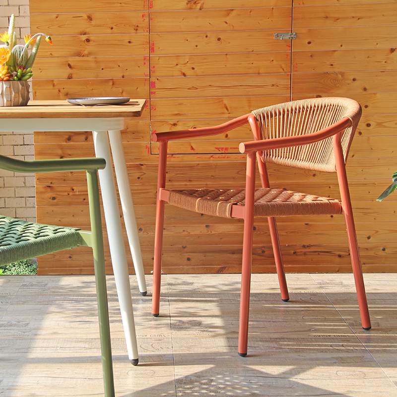 Rope Woven Armchair Modern Patio Leisure Cafe Dining Rattan Rope Chair