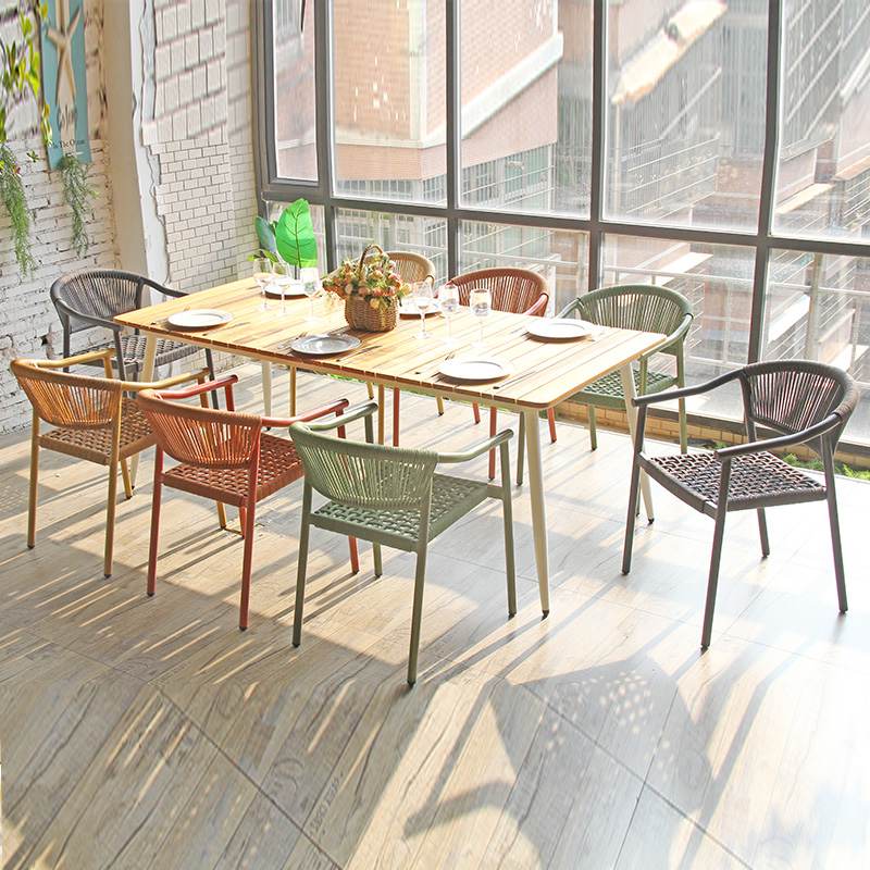 Touw geweven fauteuil moderne patio vrije tijd café dineren rotan touw stoel