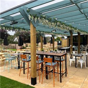 Silla de aluminio y mesas de comedor personalizadas, bar de jardín del Reino Unido
