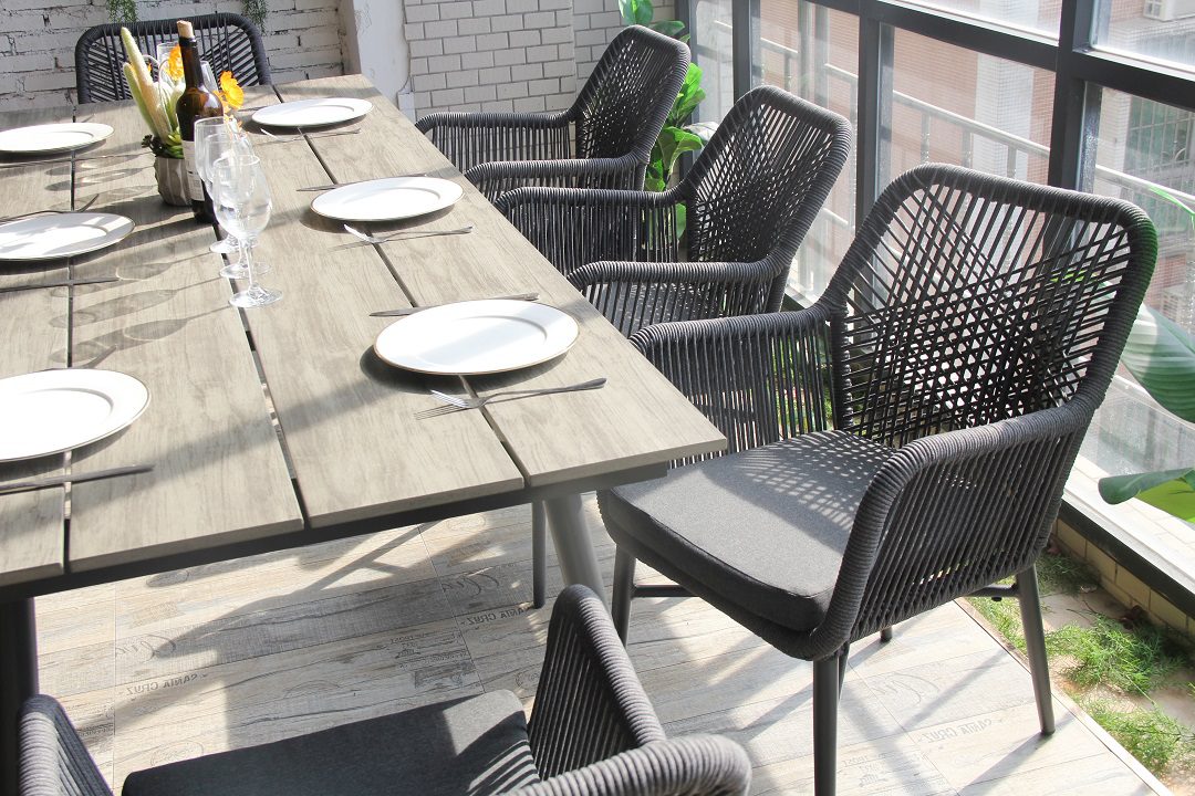 outdoor woven rope dining chairs