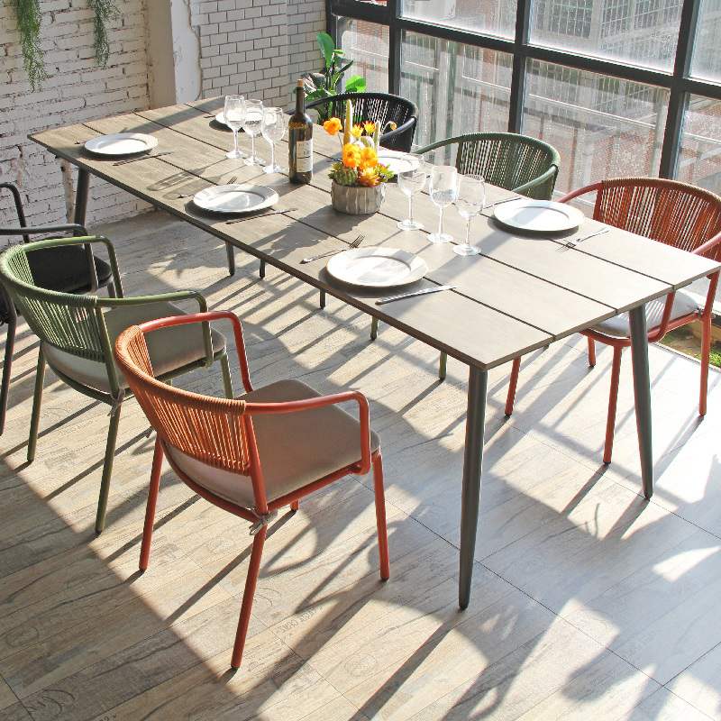 Waterpoof Outdoor Table Rectangular Broad Villa Garden Table Set