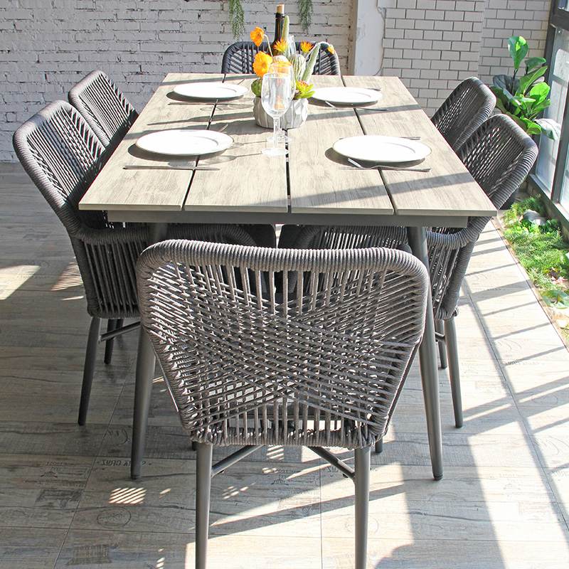 Китай Садовый алюминиевый стол в скандинавском стиле с длинным обеденным столом из Хпл на открытом воздухе, производитель