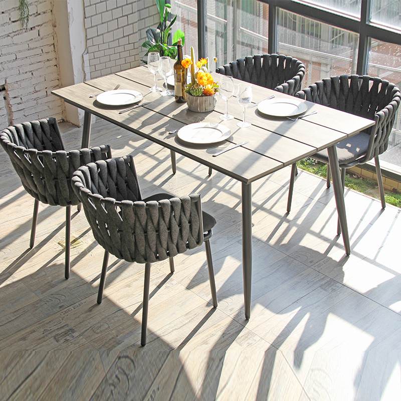 Garden Aluminum Table Nordic Style Long Hpl Top Outdoor Dining Table