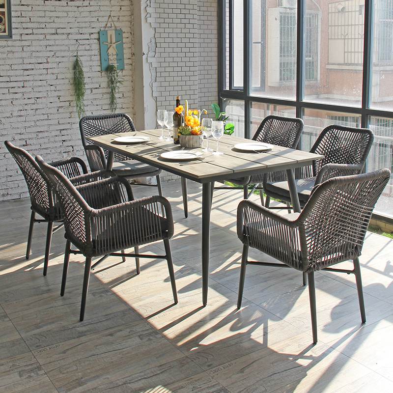 Tuin aluminium tafel Scandinavische stijl lange HPL-top buiteneettafel