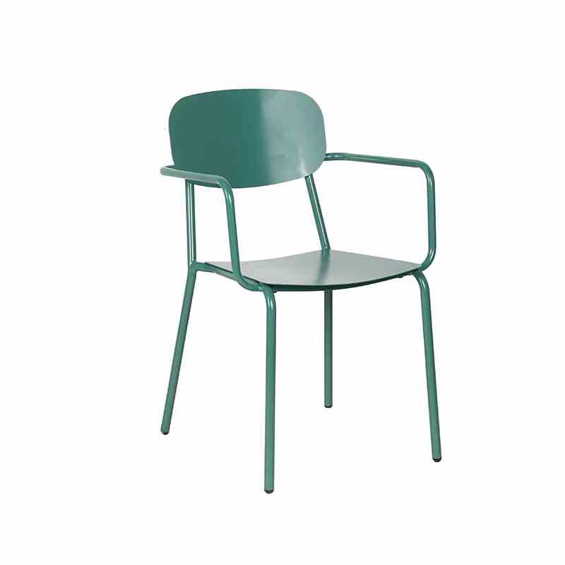 Metal Dining Armchair Stackable Aluminum Industrial Outdoor Armrest Chair