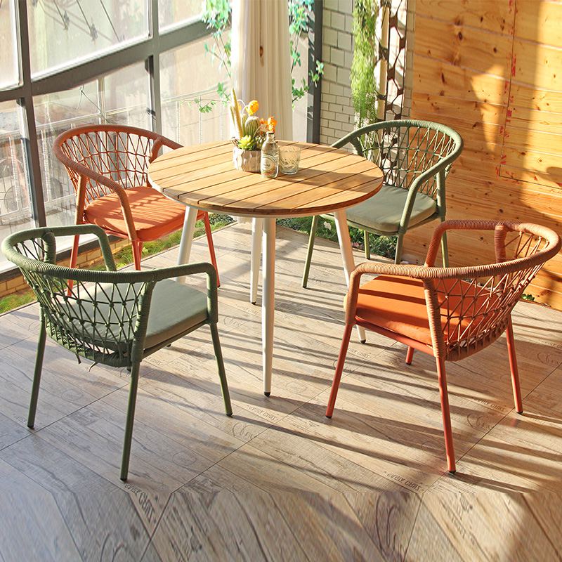 Garden Teak Table Nordic Cafe Restaurant Commercial Teak Top Outdoor Table