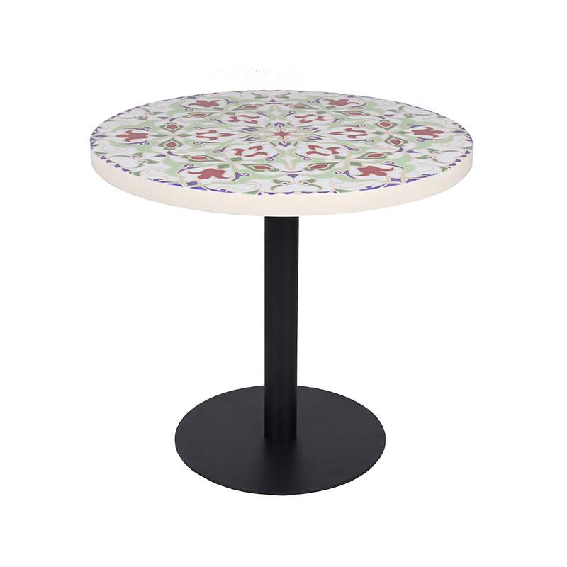 Outdoor Coffee Table Metal Base Resin Desktop Round Commercial Furniture Table