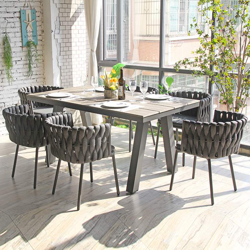 Outdoor Plastic Wood Table Nordic Retro Hotel Villa Patio Garden Table