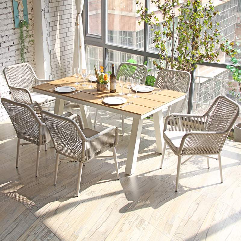 Outdoor Plastic Wood Table Nordic Retro Hotel Villa Patio Garden Table
